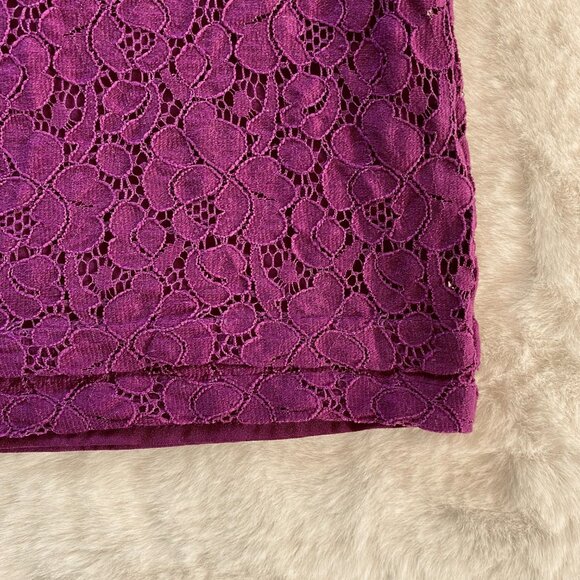 2/$18🌴 Purple Floral Lace Crochet Tunic Top Women’s Size Small - Picture 6 of 11